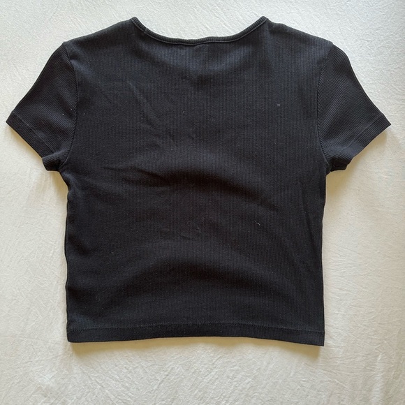 H&M Black Ribbed Crop Tee - Picture 2 of 3